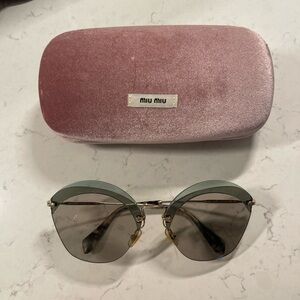 Miu Miu Prada Grey Blue Sunglasses with Velvet Case